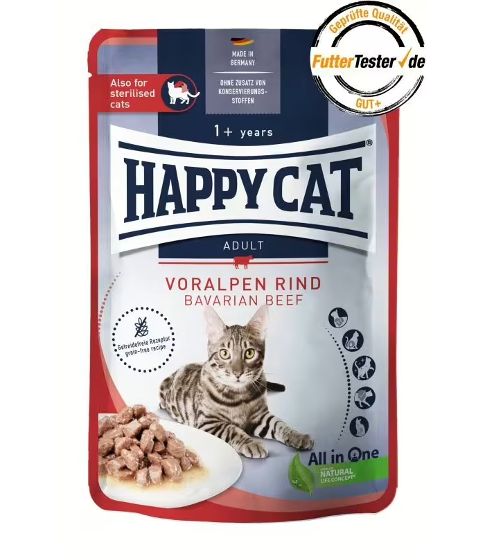 Вологий корм для котів з яловичиною Happy Cat Bavarian Beef, 85 г