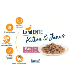 Вологий корм для кошенят з качкою Happy Cat Kitten & Junior Farm Duck, 85 г 2