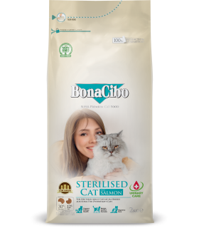 Корм для стерилізованих котів BONACIBO STERILISED Salmon з лососем, 2 кг