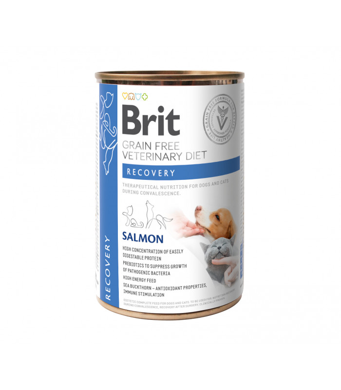 Корм Brit VetDiets Recovery консервований для собак та котів під час одужання відновлення після операції Рекавері 400г Brit VetD