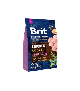 Корм Brit Premium Dog Junior S сухий для молодих собак дрібних порід вагою 1-10кг від 1 до 12 місяців з куркою Brit Premium - 1  2