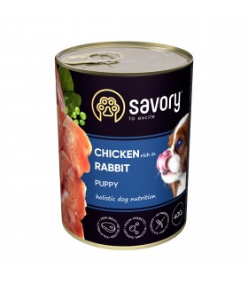 Корм SAVORY Chicken rich in Rabbit вологий повнораціонний для цуценят усіх порід з кроликом та куркою Savory - 1 - 
