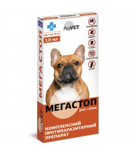 Краплі Природа ProVET Мега Стоп для собак від 4 до 10кг, проти ендо- та ектопаразитів, 4 піпетки по 1.0мл ProVET - 1 - 482015020