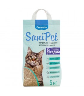 Наповнювач Природа Sani Pet бентонітовий середня гранула 5кг Природа - 1 - 4823082407811