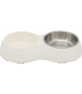 Миска для собак Trixie подвійна біла, меламін/метал, 2 x 0,2 л, або 0,4 л Trixie - 1 -  2