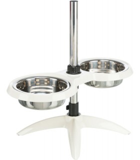Миска для собак Trixie на регульованій підставці, біла, меламін/метал, 2 шт. x 1,6 л, або 2,4 л Trixie - 1 -  2