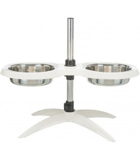 Миска для собак Trixie на регульованій підставці, біла, меламін/метал, 2 шт. x 1,6 л, або 2,4 л Trixie - 1 - 