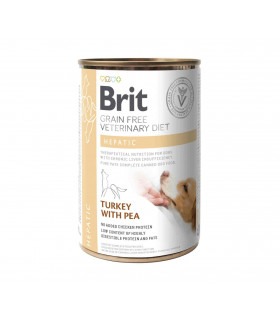 Корм Brit VetDiets Hepatic консервований для собак для підтримки роботи печінки з індичкою та горохом Гепатік 400г Brit VetDiets
