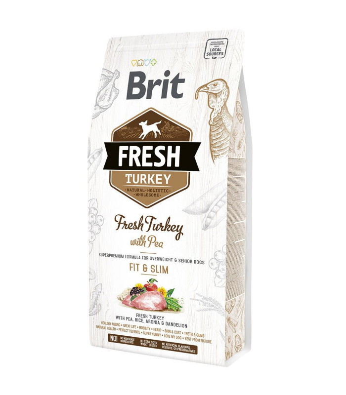 Корм Brit Fresh Turkey/Pea Light Fit & Slim Adult для дорослих не активних собак з зайвою вагою з індичкою та горохом Brit Fresh